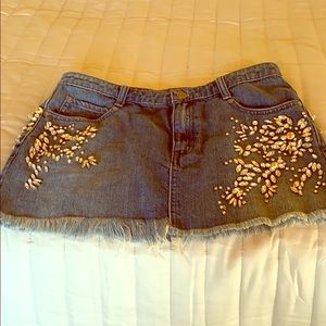 Free People jeweled denim mini skirt